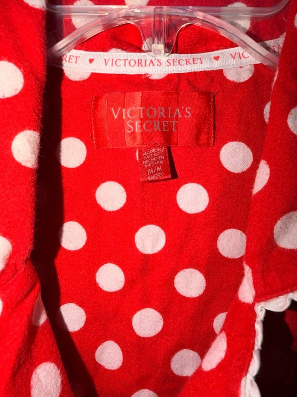 Victoria’s Secret Red Polka Dot Pajama Set M Medium Cozy Cute - Picture 4 of 12
